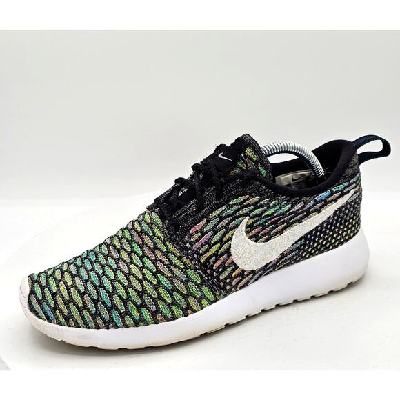 Nike Roshe Run Flyknit Multicolor Sneakers Womens 6.5 Lightweight Running Shoes - Picture 2 of 5